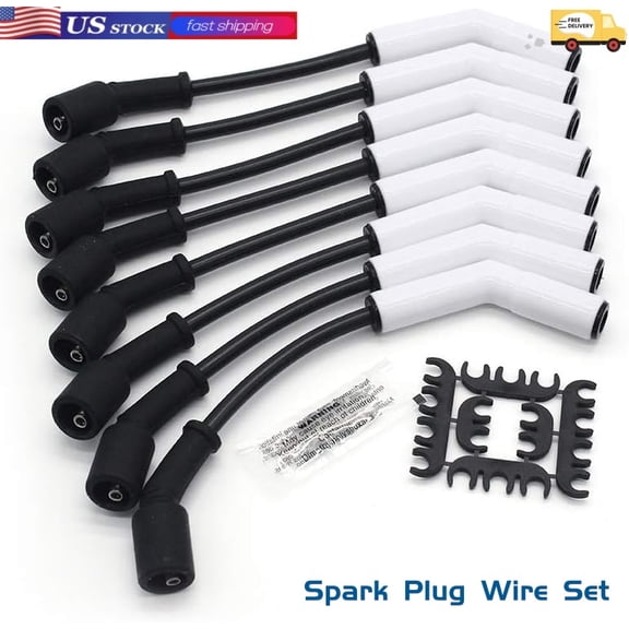 HUONA Spark Plug Wire Set for GM LS3/LS4/LS7/LT Engines 9070C Ceramic Spark Plug Boot Ignition Wire Cable Kit
