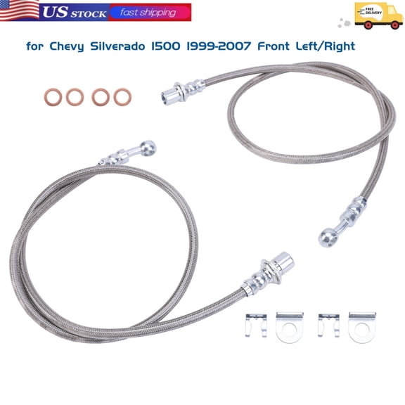 HUONA Stainless Steel Extended Brake Lines for Chevy Silverado 1500 1999-2007 Front Left/Right