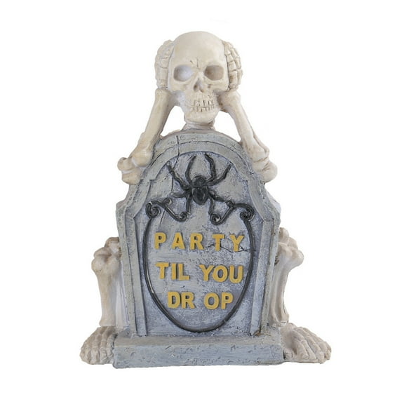 HUONA Tombstone Skeleton Desktop Decoration Simulated Gravestone Skull Resin Skeleton Tabletop Ornament Scary Skull Artificial Skeleton Decoration for Halloween Haunted House Dining Table Decoration
