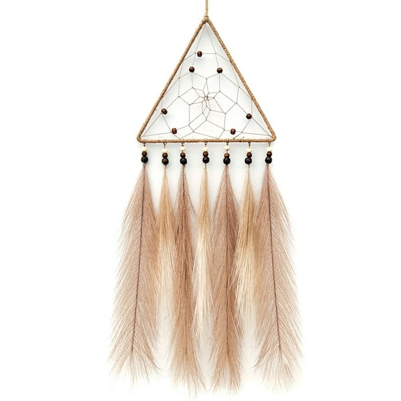 HUONA Triangle Pampas Grass Dreamcatcher Handmade Dream Catcher Wall Hanging Woven Art Ornament Gift Craft Dreamcatcher for Home Children Bedroom Decor