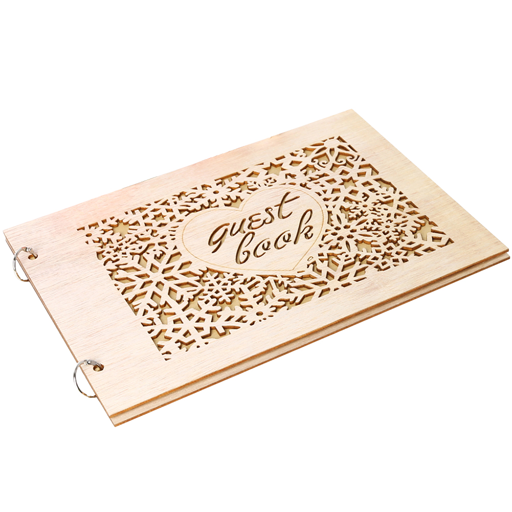 HUONA Wedding Guest Book Love Wooden Guest Book Heart Wedding Guestbook ...