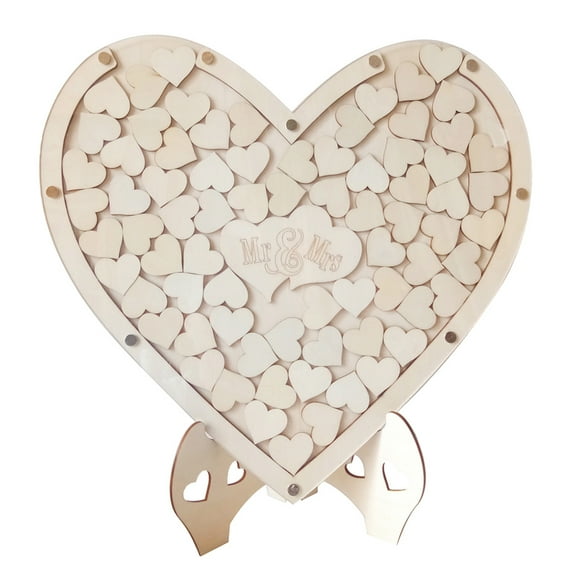 HUONA Wedding Guest Book Wooden Hearts Guest Book Drop Box Love Wooden Sign Message Book Wedding Decorations Party Anniversary Rustic Heart Shaped Guest Message Drop Box Gift Type 3