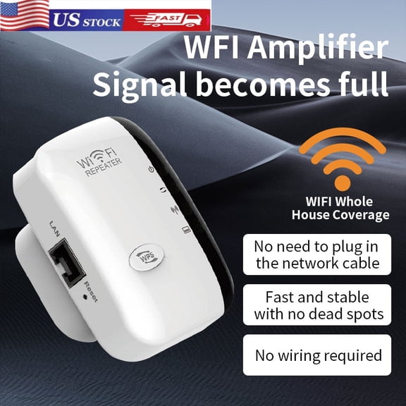 HUONA WiFi Range Extender WiFi Signal Booster Wireless Signal Amplifier 2.4GHz 300Mbps Band up to Internet Range Booster with Integrated Antennas LAN Port White