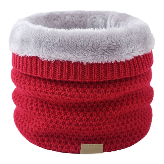 HUONA Winter Neck Warmer Neck Cover Fashion Woolen Scarf Men Women Knitting Protection Against Wind Cold Scarf Red