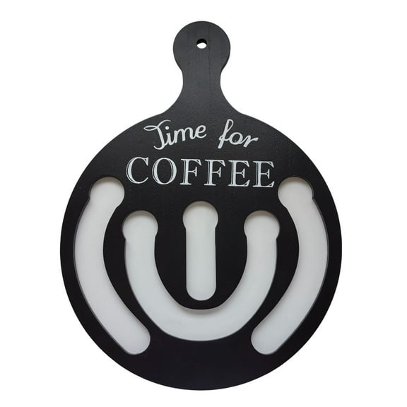 HUONA Wooden Coffee Pod Wall Holder Circular Coffee Pod Stand with Handle MDF Espresso Coffee Pod Rack Coffee Capsules Wall Organizer for Cafe and Home Kitchen Coffee Pods Storage Black