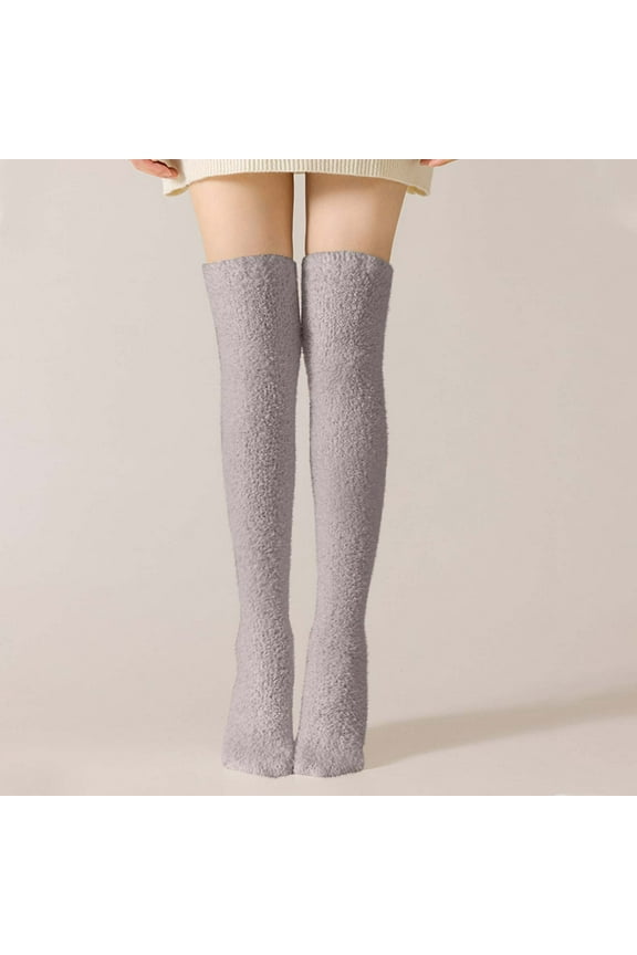 HUPOM 1 Pair Socks for Women Summer Clearance Fashion Thigh-High Breathable Casual Socks Gray