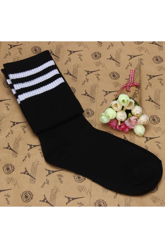 HUPOM 1 Pair Socks for Women's Plus Summer Clearance Fashion Thigh-High Soft Casual Socks Black
