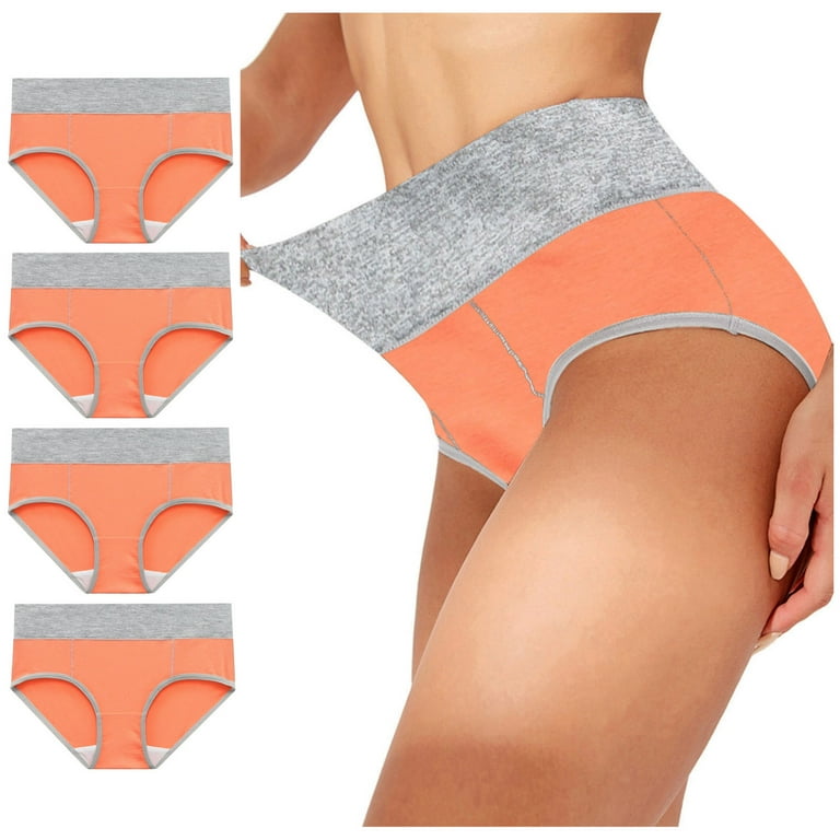 HUPOM 4PCS Cotton Underwear For Women Underwear For Women In Clothing High  Waist Leisure Tie Banded Waist Orange 5XL