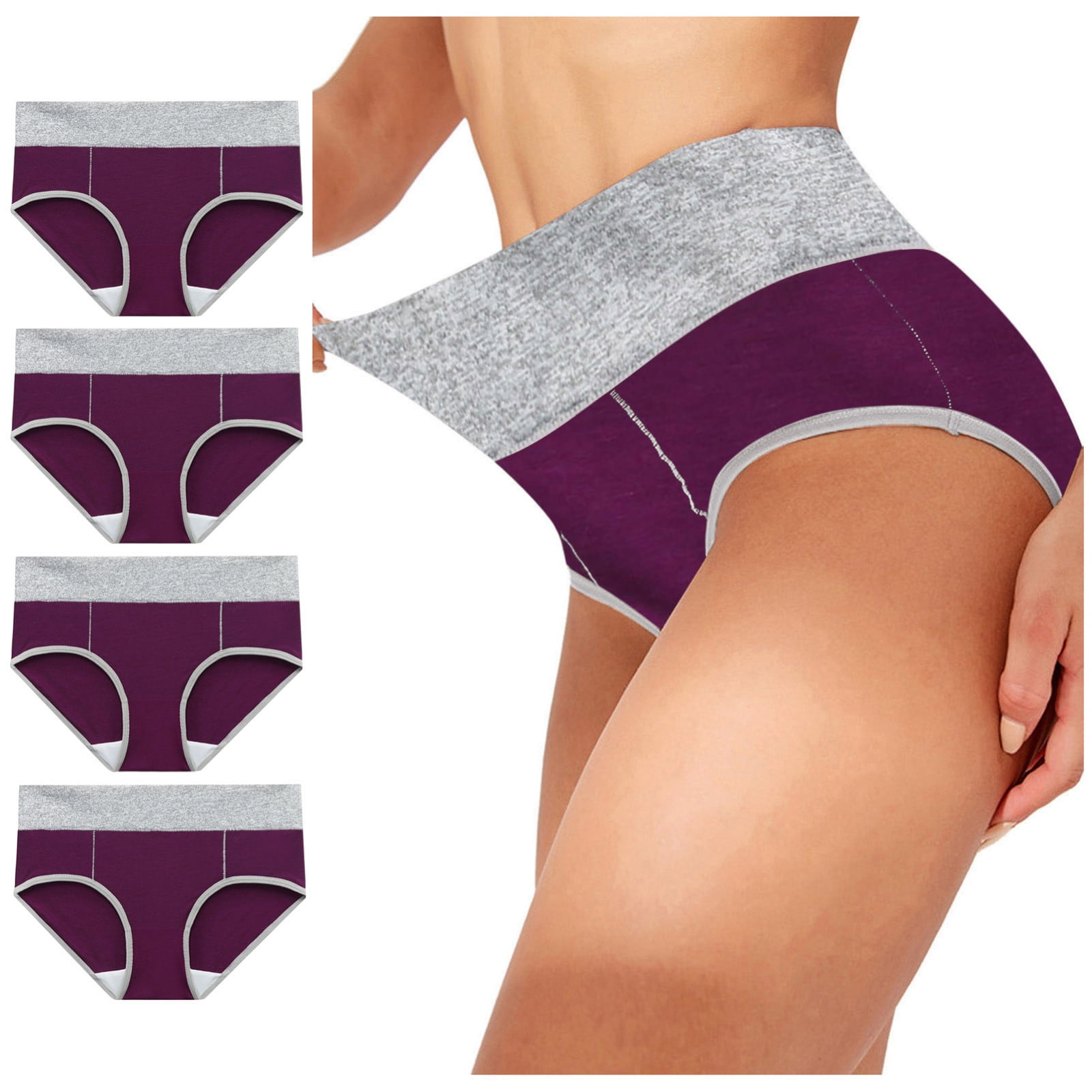 HUPOM 4PCS Seamless Tummy Control Underwear For Women Panties In