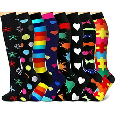 HUPOM 8 Pairs Socks for Women's Plus Summer Clearance Fashion Ankle Soft Compression Socks Multicolor Size 20CM*12CM