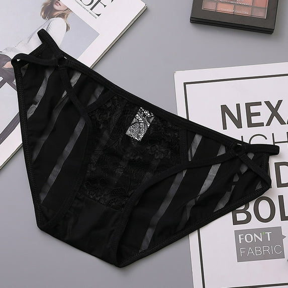 HUPOM Black Panties For Women Panties For Girls Briefs Leisure Tie Seamless Waistband Black M