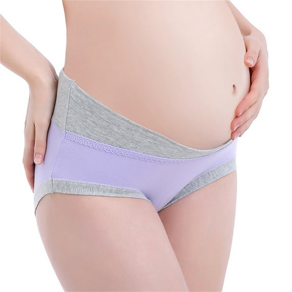 HUPOM Bladder Control Underwear For Women Underwear Period Leisure Tie Maternity Waist Purple 2XL