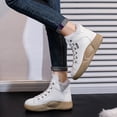 thumbnail image 1 of HUPOM Boots For Women Loafers Low Heel Leather Slip-On Ankle Boots For Women Beige 35(US:4.5), 1 of 9
