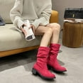thumbnail image 1 of HUPOM Boots For Women Pumps Low Heel Rubber Slip-On Women'S Mid-Calf Boots Hot Pink 40(US:7.5), 1 of 5