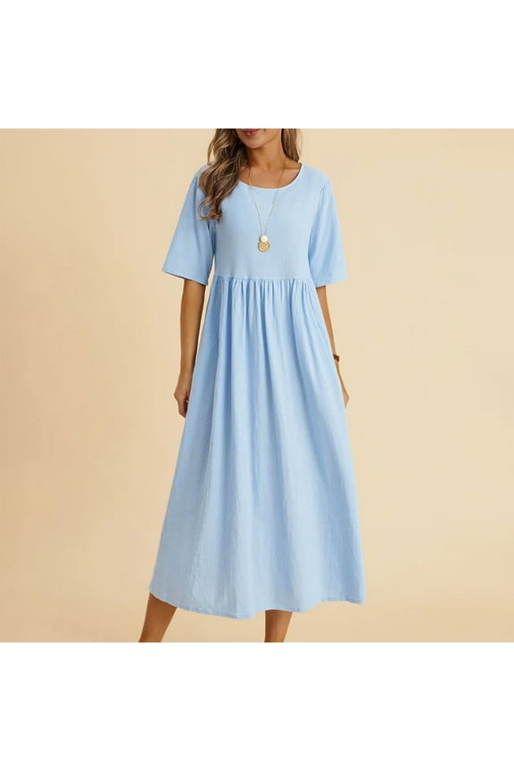 Casual Summer Dresses For Women Dresses For Women In Clothing Shirt Dress Crew Neck Bodysuit Soft Blue 2XL