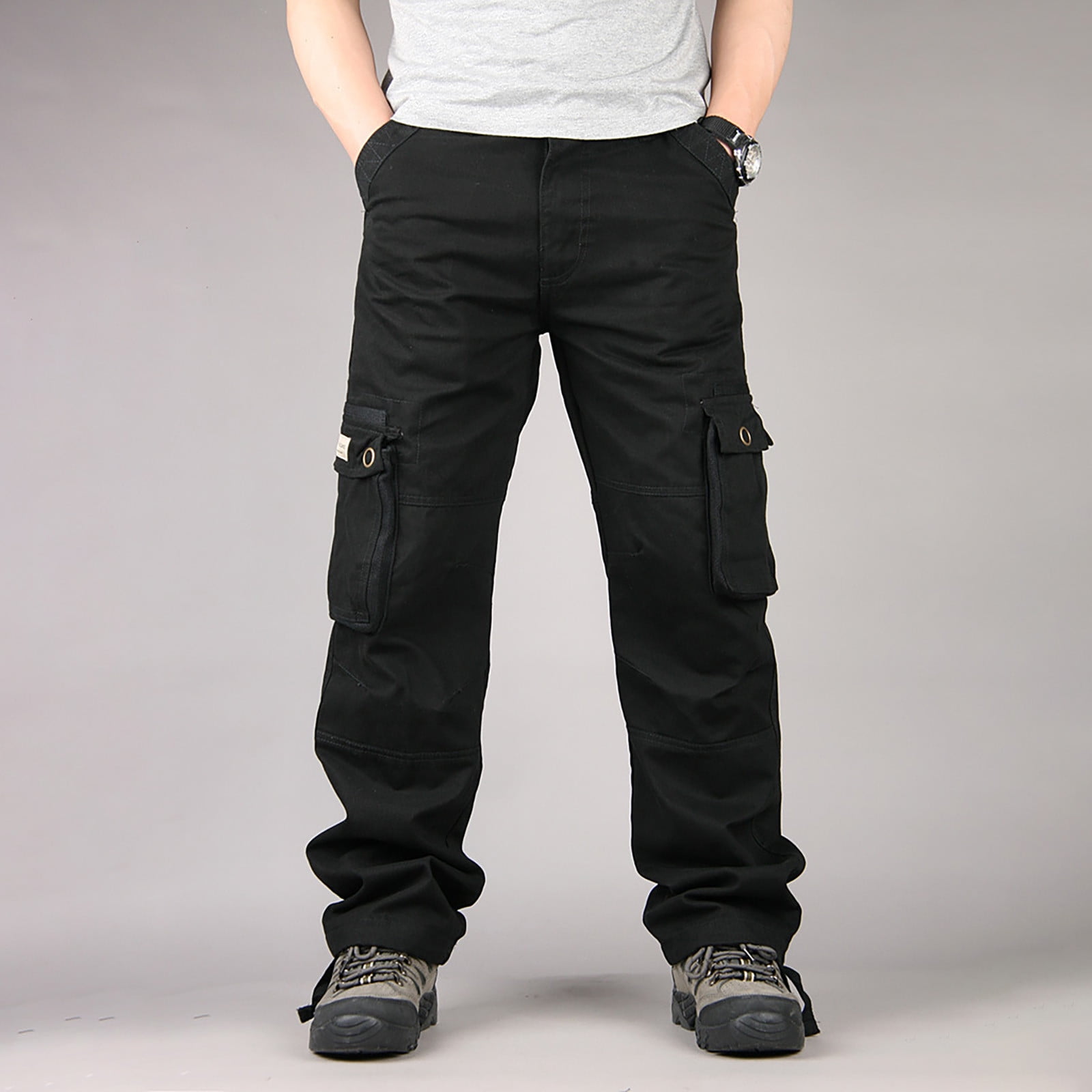 HUPOM Chino Pants For Men Fashion Men Pants Cargo Mid Waist Rise Short
