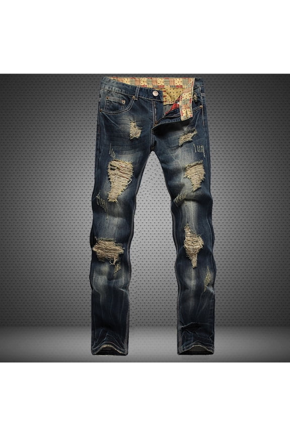 Chino Pants For Men Mens Work Pants Chinos Mid Waist Rise Ankle Slim Bootcut Blue 3XL