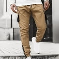 thumbnail image 1 of HUPOM Chino Pants For Men Pants Men Cargo Mid Waist Rise Short Slim Bootcut Khaki M, 1 of 9