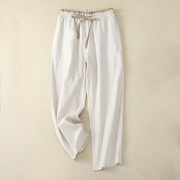 HUPOM Chino Pants For Women Pants For Women Commuter High Waist Rise Full Slim Bootcut White XL