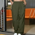 thumbnail image 1 of HUPOM Chino Pants For Women Pants For Women Track Pants Low Waist Rise Full Straight-Leg Army Green XL, 1 of 8
