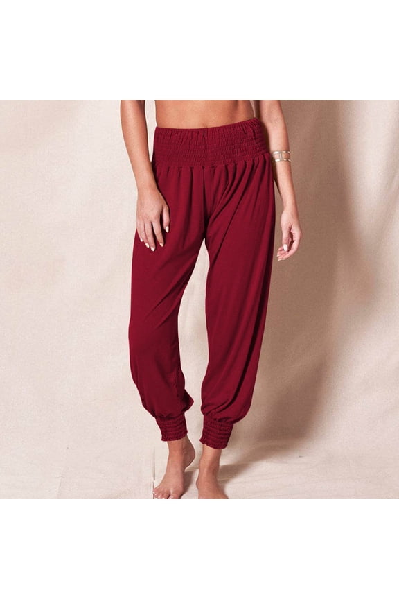 Chino Pants For Women Women Capri Pants Pleated Mid Waist Rise Long Straight-Leg M