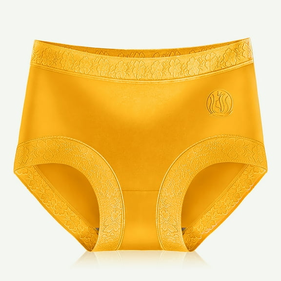 HUPOM Cotton Panties For Women Panties For Girls High Waist Activewear Tie Seamless Waistband Yellow L