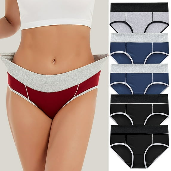 HUPOM Cotton Underwear For Women Womens Silk Underwear High waist Elastic Waist Solid Briefs Multicolor XL