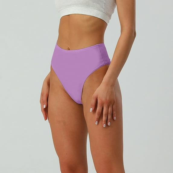 HUPOM Cotton Underwear For Women Womens Silk Underwear High waist Elastic Waist Solid Thong Purple XL