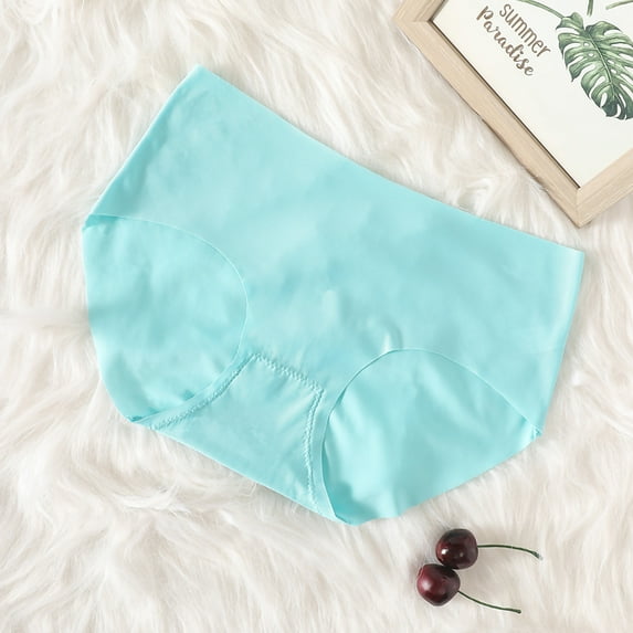 HUPOM Cotton Underwear For Women Womens Silk Underwear Medium waist Comfort Waist Solid Briefs Blue XL