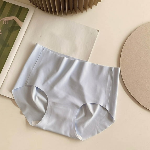 HUPOM Cotton Underwear For Women Womens Silk Underwear Medium waist Elastic Waist Solid Thong Blue L