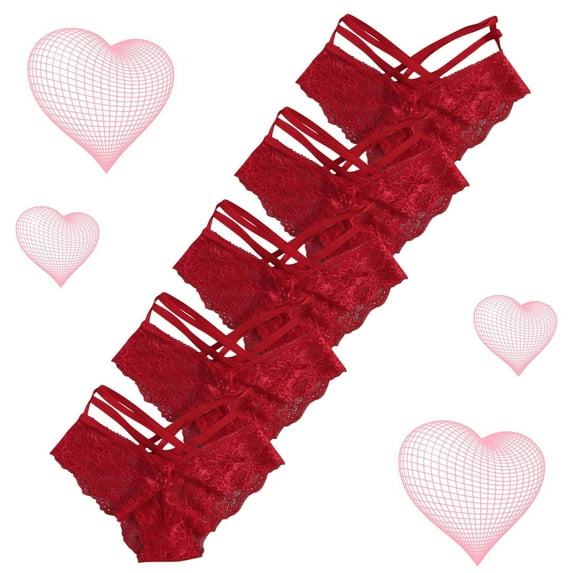 HUPOM Cotton Underwear For Women Womens Silk Underwear Medium waist Elastic Waist Solid Thong Red 4XL