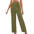 thumbnail image 1 of HUPOM Cropped Pants Women Women Capri Pants Chinos High Waist Rise Full Straight-Leg Green S, 1 of 5