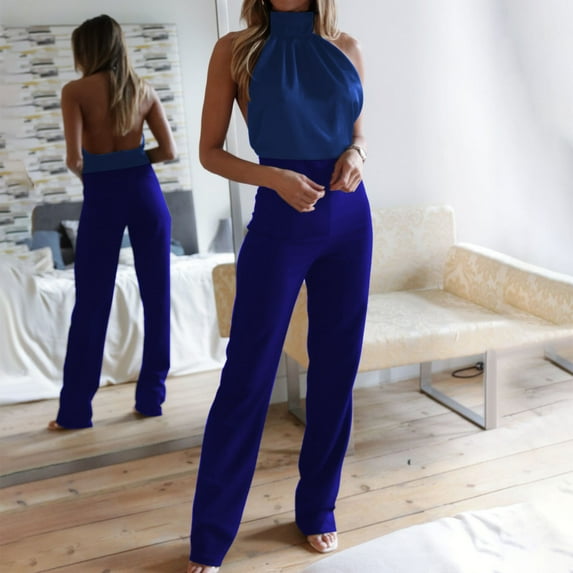 HUPOM Cropped Pants Women Women Capri Pants Chinos High Waist Rise Long Slim Bootcut Blue M