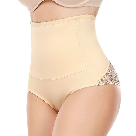 HUPOM Crotchless Panties Panties High Waist Casual None Seamless Waistband Beige 5XL