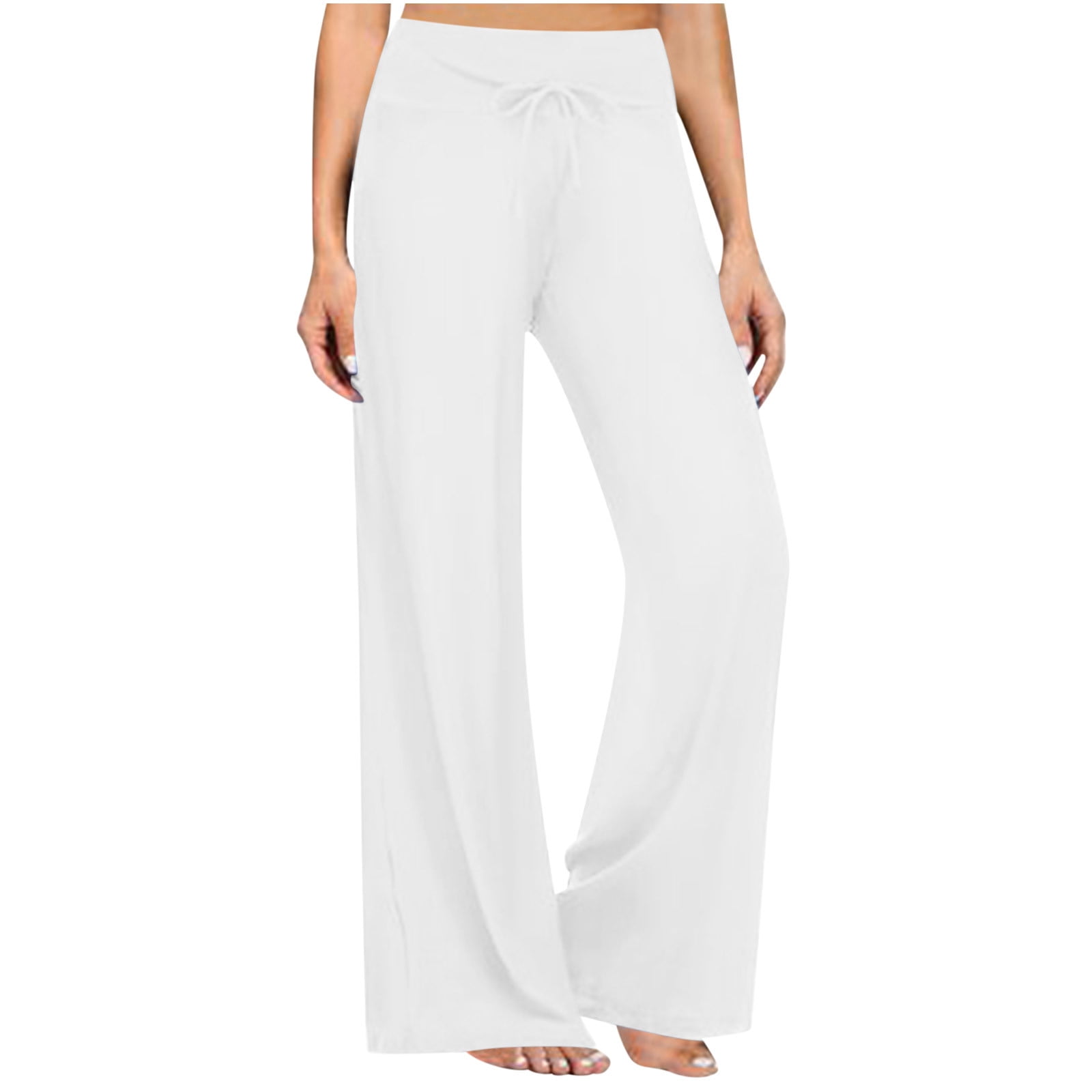 HUPOM Dress Pants Women Pants For Women In Clothing Standard Mid Waist Rise  Full Straight-Leg White XL 