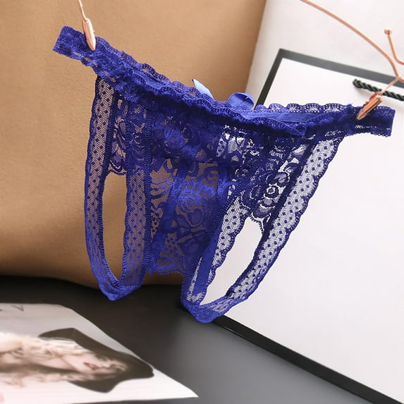 HUPOM Eatable Panties Girls Underwear Thong Leisure Tie Drop Waist Blue One Size