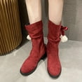 thumbnail image 1 of HUPOM Fall Boots For Women 2023 Pumps Low Heel Rubber Slip-On Women'S Mid-Calf Boots Wine 43(US:9.5), 1 of 8