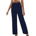 thumbnail image 1 of HUPOM Goth Pants Cargo Pants Chinos High Waist Rise Full Straight-Leg Dark Blue 3XL, 1 of 5
