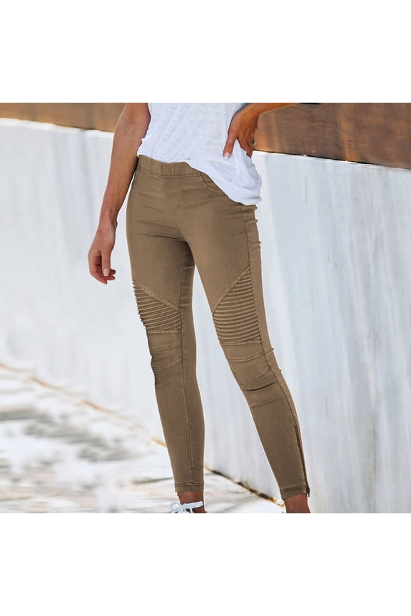 Goth Pants Womens Pants Compression High Waist Rise Full Slim Bootcut Khaki 4XL