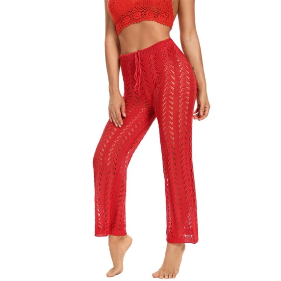 HUPOM Handerpants Gloves Pants For Women In Clothing Standard Low Waist Rise Full Slim Bootcut Red S