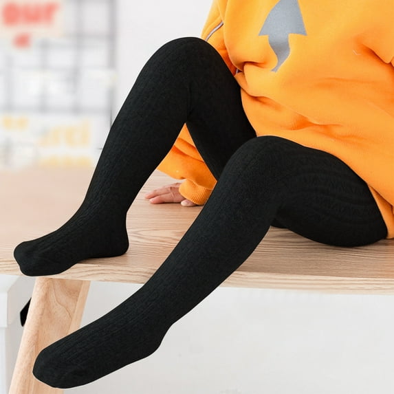 HUPOM Little Girls Thigh-High Breathable Solid Compression Black 2024 Summer Clearance New Arrival Size 1Y