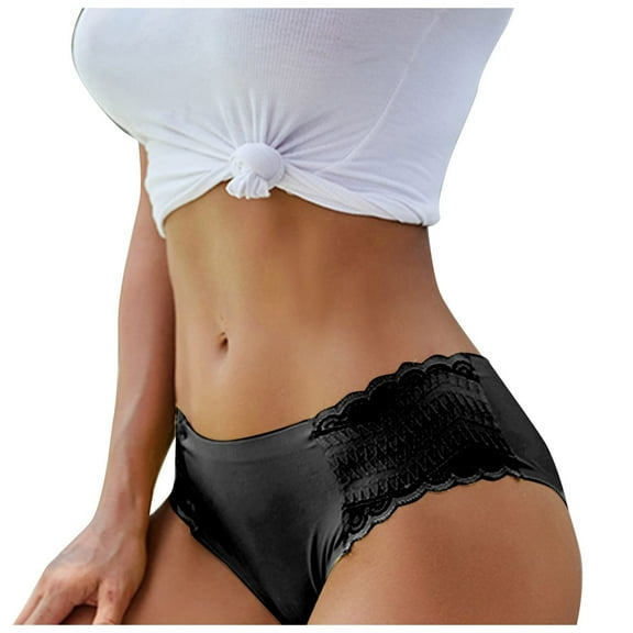 HUPOM Matching Underwear Underwear For Women In Clothing High Waist Leisure Tie Seamless Waistband Black L