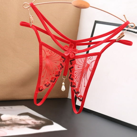 HUPOM Maternity Underwear Cotton Panties For Women Open Crotch Leisure Tie Comfort Waist Red One Size