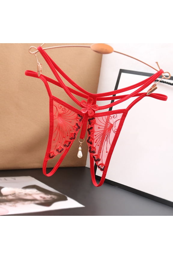 Maternity Underwear Cotton Panties For Women Open Crotch Leisure Tie Comfort Waist Red One Size