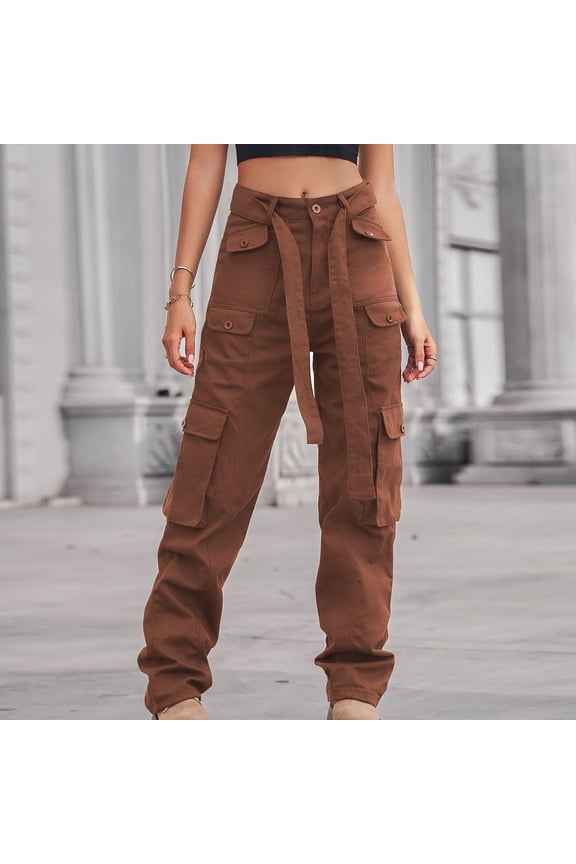 Medieval Pants Training Pants Carpenter High Waist Rise Long Slim Straight Brown XL