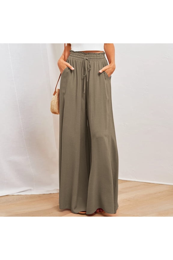 Medieval Pants Training Pants Chinos High Waist Rise Ankle Flare-Leg Khaki 2XL