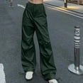 thumbnail image 1 of HUPOM Medieval Pants Training Pants Track Pants Mid Waist Rise Short Straight-Leg Green XS, 1 of 4