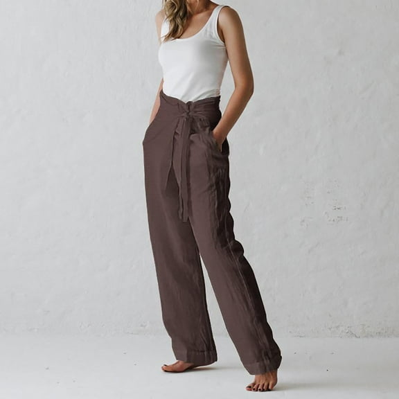 HUPOM Medieval Pants Womens Pants Chinos High Waist Rise Full Flare-Leg M