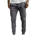 thumbnail image 1 of HUPOM Men'S Chino Pants Fashion Men Pants Cargo Mid Waist Rise Short Slim Bootcut Dark Gray XL, 1 of 8