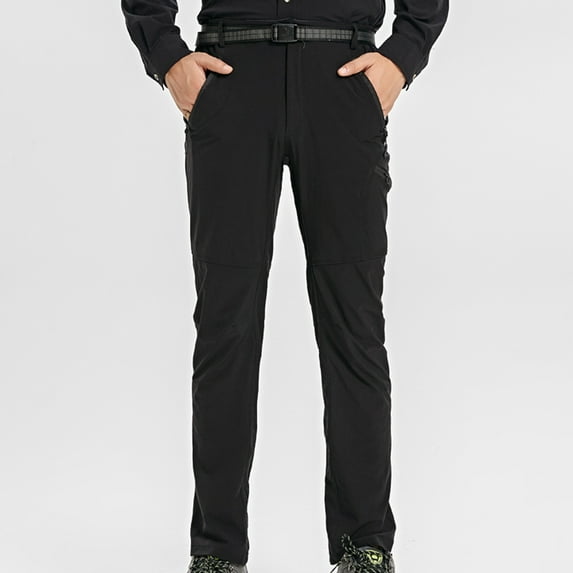 HUPOM Men'S Chino Pants Mens Pants Track Pants High Waist Rise Short Slim Bootcut Black 2XL